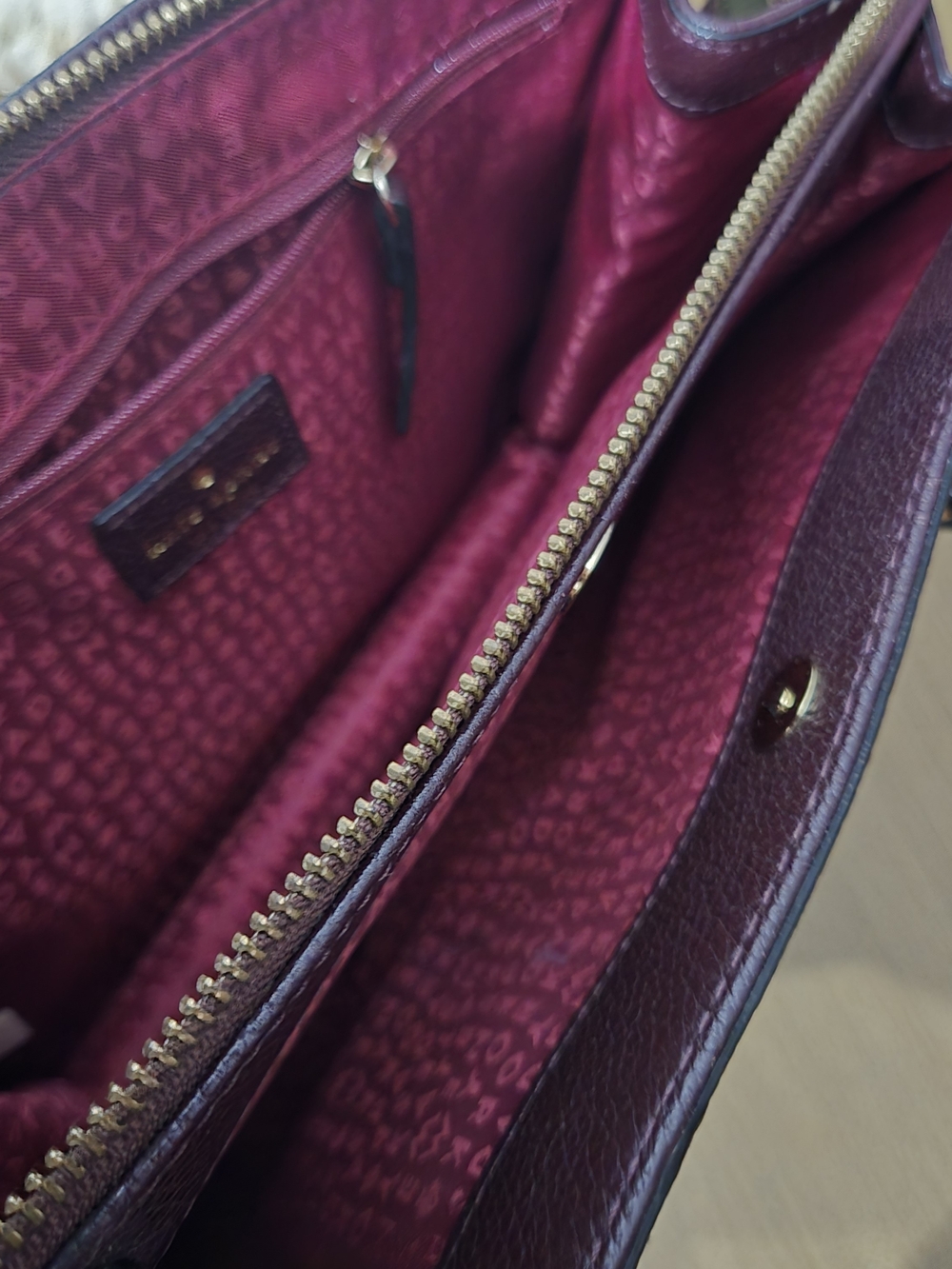kate spade New York Pebbled Leather Satchel - Deep Burgundy - Picture 8 of 14